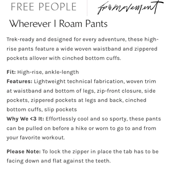 FP Free People Movement Wherever I Roam Pants in Black Size S - Picture 15 of 15